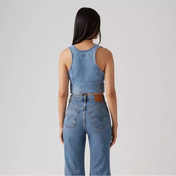 Levi’s Raine Denim Crop Top XL - Picture 3 of 4
